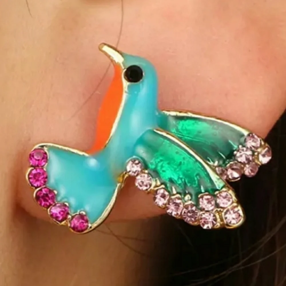 Hummingbird Enamel Fashion Earrings